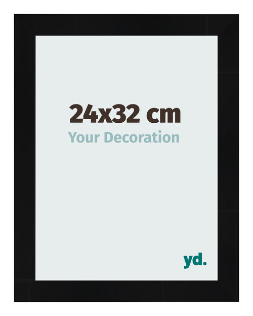 Photo Frame 24x32cm Black Silver Polished MDF Pisa Front Size | Yourdecoration.co.uk