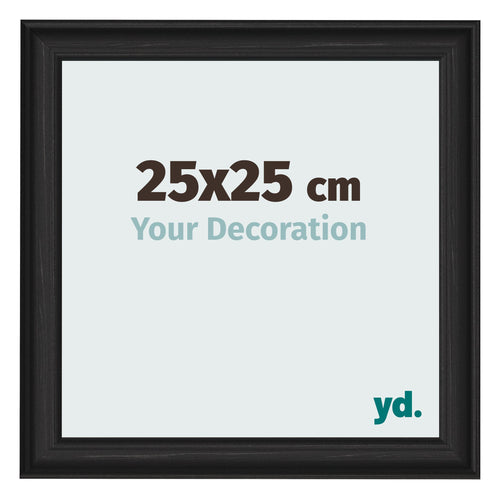 Photo Frame 25x25cm Black Woodgrain MDF Lazio Front Size | Yourdecoration.co.uk