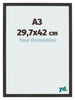 Photo Frame 29 7x42 cm A3 Black Matte MDF Bologna Front Size | Yourdecoration.co.uk