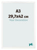 Photo Frame 29 7x42 cm A3 White High Gloss MDF Bologna Front Size | Yourdecoration.co.uk