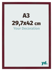 Photo Frame 29 7x42 cm A3 Wine Red Swept MDF Bologna Front Size | Yourdecoration.co.uk