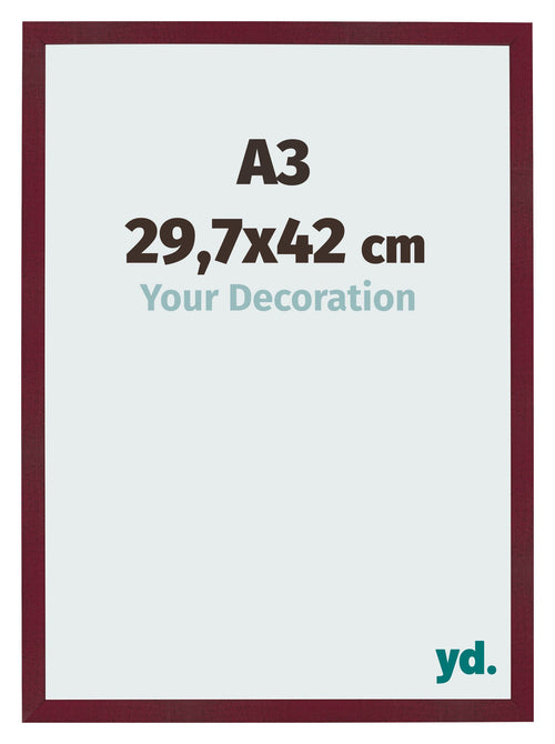 Photo Frame 29 7x42 cm A3 Wine Red Swept MDF Bologna Front Size | Yourdecoration.co.uk