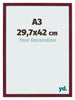 Photo Frame 29 7x42 cm A3 Wine Red Swept MDF Bologna Front Size | Yourdecoration.co.uk