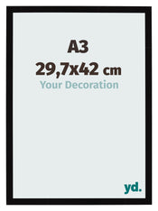 Photo Frame 29 7x42cm A3 Black High Gloss MDF Bologna Front Size | Yourdecoration.co.uk