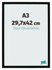 Photo Frame 29 7x42cm A3 Black High Gloss MDF Bologna Front Size | Yourdecoration.co.uk