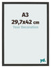 Photo Frame 29 7x42cm A3 Black Woodgrain MDF Bologna Front Size | Yourdecoration.co.uk