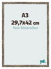 Photo Frame 29 7x42cm A3 Blue Gold Melange MDF Bologna Front Size | Yourdecoration.co.uk