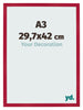 Photo Frame 29 7x42cm A3 Red MDF Bologna Front Size | Yourdecoration.co.uk