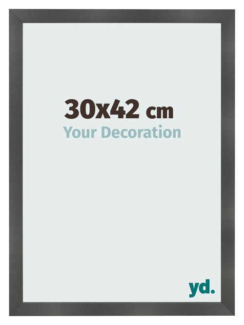 Photo Frame 30x42cm Black Silver Polished MDF Pisa Front Size | Yourdecoration.co.uk