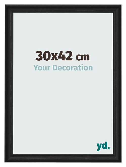 Photo Frame 30x42cm Black Woodgrain MDF Lazio Front Size | Yourdecoration.co.uk