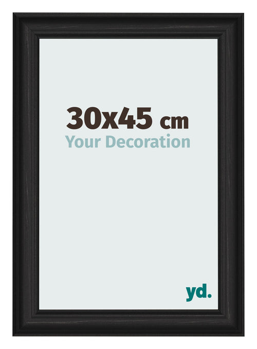Photo Frame 30x45cm Black Woodgrain MDF Lazio Front Size | Yourdecoration.co.uk
