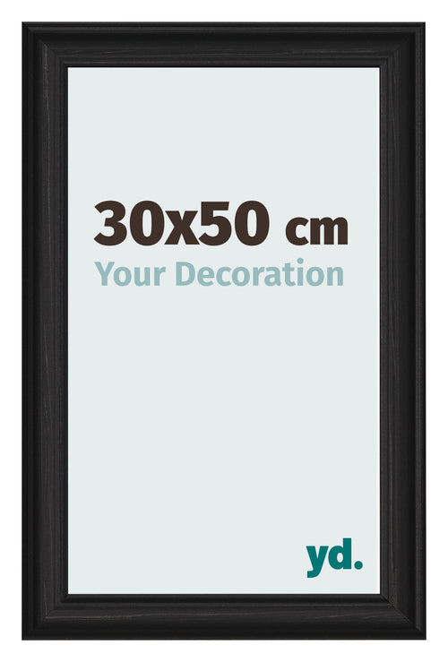 Photo Frame 30x50cm Black Woodgrain MDF Lazio Front Size | Yourdecoration.co.uk