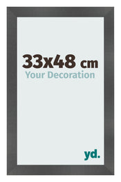 Photo Frame 33x48cm Black Silver Polished MDF Pisa Front Size | Yourdecoration.co.uk