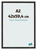Photo Frame 42x59 4 cm A2 Black Matte MDF Bologna Front Size | Yourdecoration.co.uk