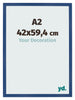 Photo Frame 42x59 4 cm A2 Dark Blue MDF Bologna Front Size | Yourdecoration.co.uk
