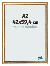 Photo Frame 42x59 4cm A2 Gold Antique MDF Lazio Front Size | Yourdecoration.co.uk