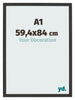 Photo Frame 59 4x84cm A1 Black Woodgrain MDF Bologna Front Size | Yourdecoration.co.uk
