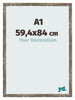 Photo Frame 59 4x84cm A1 Blue Gold Melange MDF Bologna Front Size | Yourdecoration.co.uk