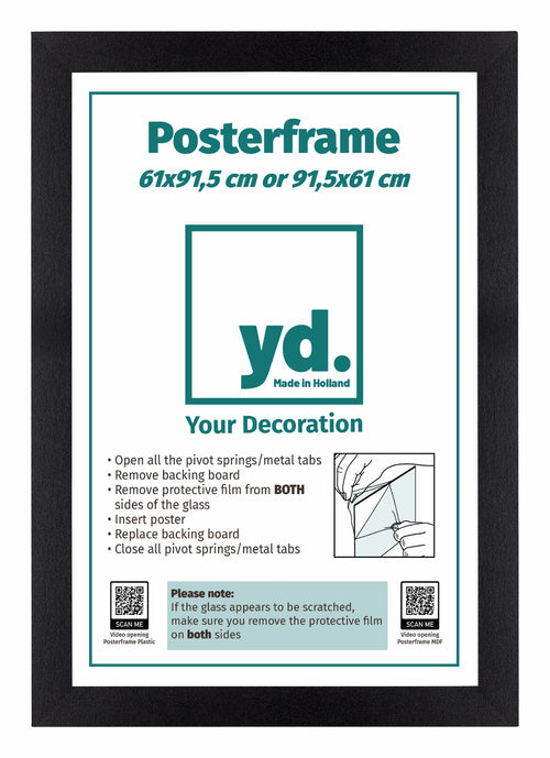 Poster Frame 61x91,5cm Black MDF Front Insert Sheet | Yourdecoration.co.uk