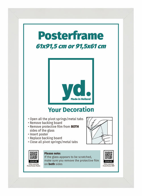 Poster Frame 61x91,5cm White MDF Front Insert Sheet | Yourdecoration.co.uk