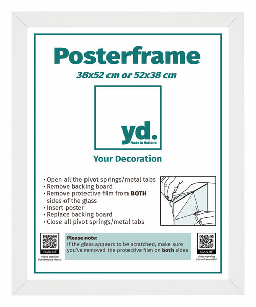Poster Frame MDF 38x52cm White Mat Front Size | Yourdecoration.co.uk