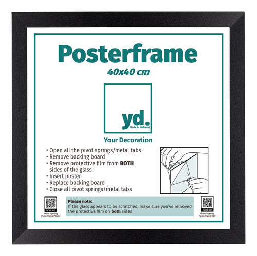 Poster Frame MDF 40x40cm Black Mat Front Size | Yourdecoration.co.uk
