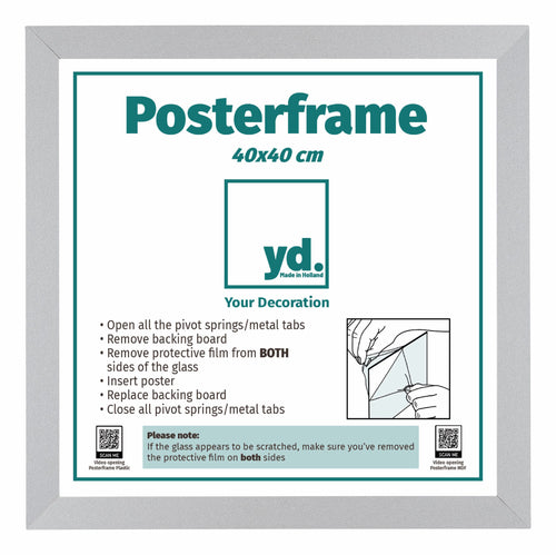 Poster Frame MDF 40x40cm Mat Silver Front Size | Yourdecoration.co.uk