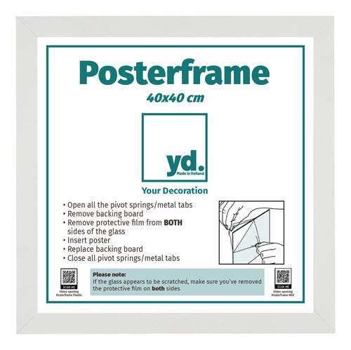 Poster Frame MDF 40x40cm White Mat Front Size | Yourdecoration.co.uk