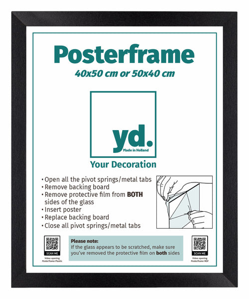 Poster Frame MDF 40x50cm Black Mat Front Size | Yourdecoration.co.uk