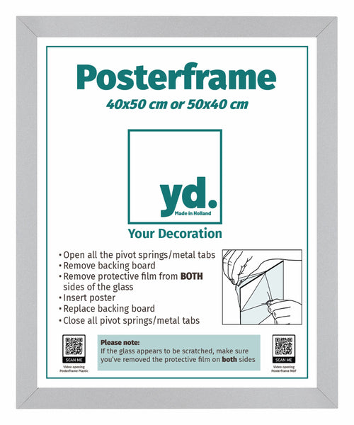 Poster Frame MDF 40x50cm Mat Silver Front Size | Yourdecoration.co.uk