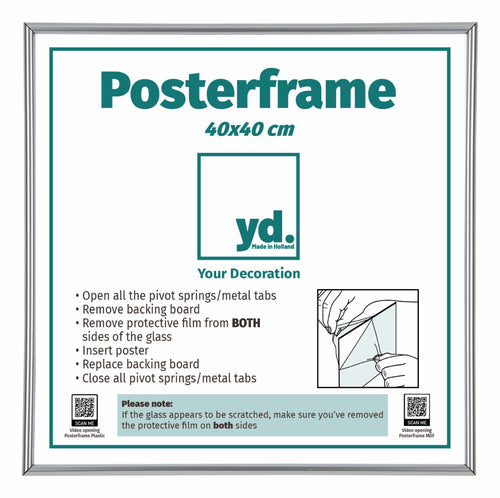 Poster Frame Plastic 40x40cm Silver Front Size | Yourdecoration.co.uk