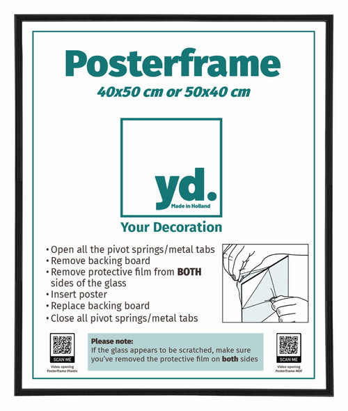 Poster Frame Plastic 40x50cm Black Mat Front Size | Yourdecoration.co.uk