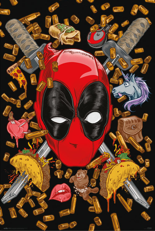 Poster Marvel Deadpool Bullets And Chimichangas 61x91 5cm Grupo Erik GPE5790 | Yourdecoration.co.uk