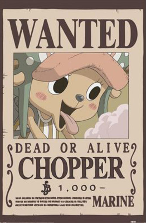 Poster One Piece Wanted Chopper 61x91 5cm PP2510041 | Yourdecoration.co.uk