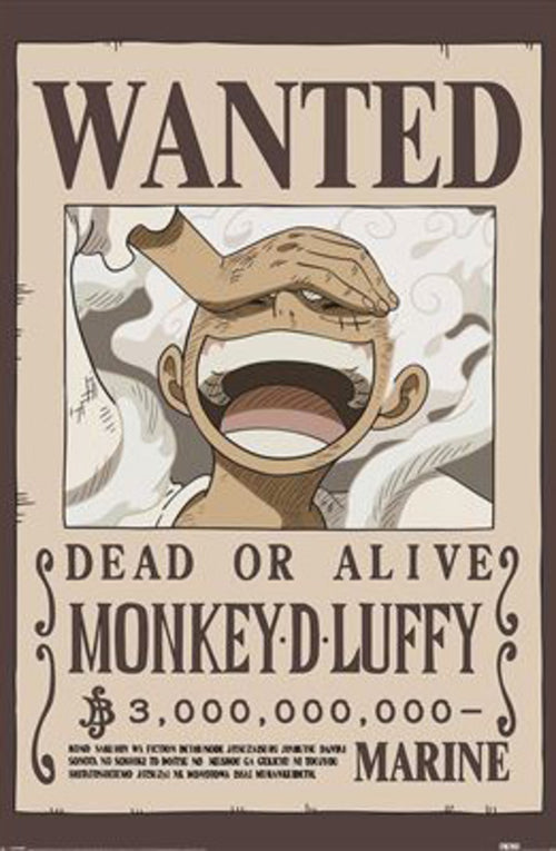 Poster One Piece Wanted Luffy 61x91 5cm PP2501058 | Yourdecoration.co.uk