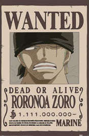 Poster One Piece Wanted Zoro 61x91 5cm PP2501065 | Yourdecoration.co.uk