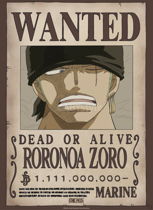 Poster One Piece Wanted Zoro Wano 38x52cm Abystyle GBYDCO624 | Yourdecoration.co.uk