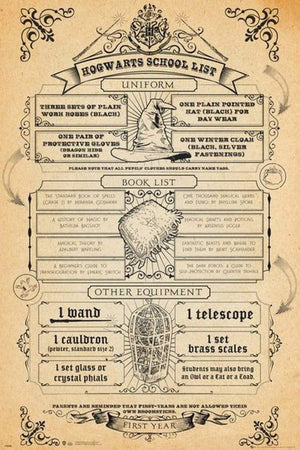 GBeye Harry Potter Hogwarts List Poster 61x91,5cm | Yourdecoration.co.uk