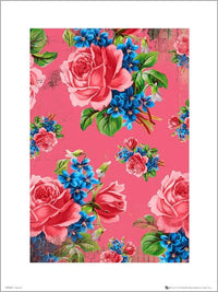GBeye Vintage Flowers Pink Art Print | Yourdecoration.co.uk