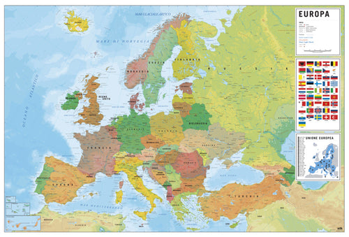 Grupo Erik GPE5443 Physical Political Map Of Europe Ita Poster 91,5X61cm | Yourdecoration.co.uk