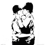 Grupo Erik Brandalised Bobbies Kissing Art Print 30x30cm | Yourdecoration.co.uk