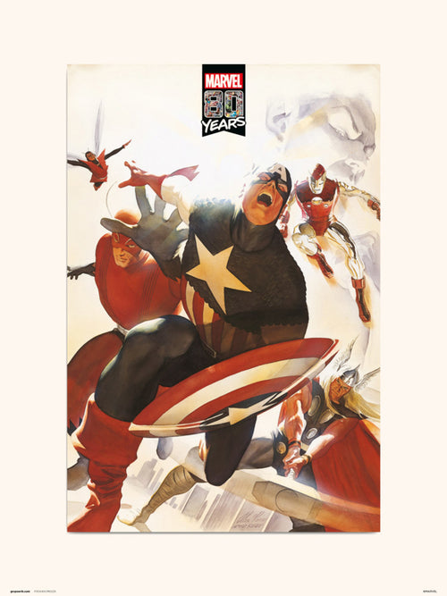 Grupo Erik Marvel 80 Years Avengers Art Print 30x40cm | Yourdecoration.co.uk