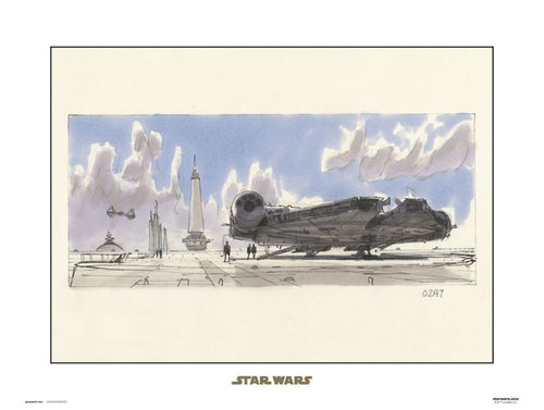 Grupo Erik Star Wars Concept Art Milennium Falcon Art Print 40x30cm | Yourdecoration.co.uk