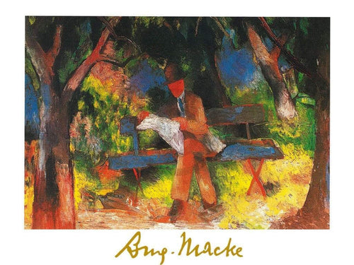 August Macke Lesender Mann Art Print 80x60cm | Yourdecoration.co.uk