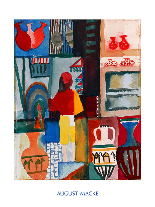 August Macke Merchant with Jugs Art Print 60x80cm | Yourdecoration.co.uk