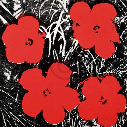 pgm aw 66 andy warhol flowers red 1964 Art Print 91x91cm | Yourdecoration.co.uk