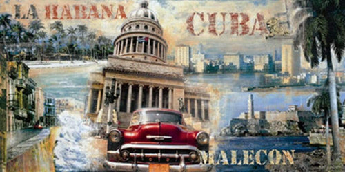 John Clarke La Habana Cuba Art Print 100x50cm | Yourdecoration.co.uk