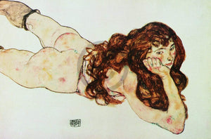 Egon Schiele Nudo di ragazza Art Print 90x60cm | Yourdecoration.co.uk