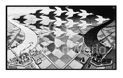 M. C. Escher Tag und Nacht Art Print 86x55cm | Yourdecoration.co.uk
