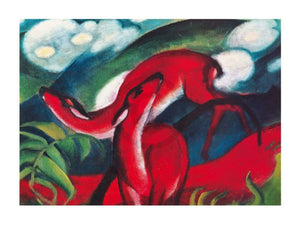 Franz Marc The red Deer Art Print 80x60cm | Yourdecoration.co.uk